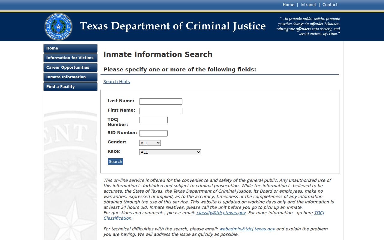 Guadalupe County arrest history TDCJ inmate search