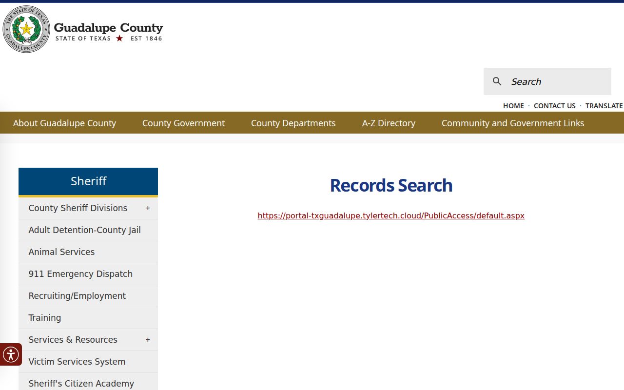 Guadalupe County criminal court case official judicial search route
