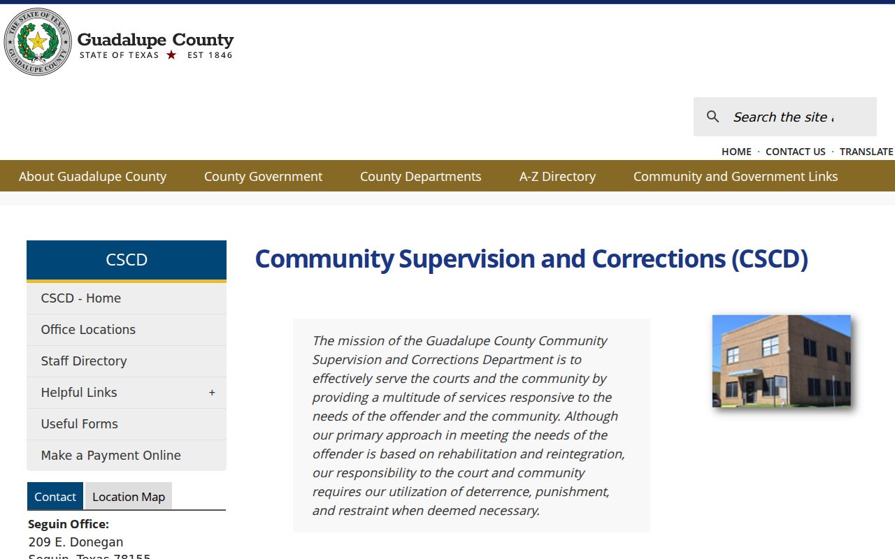 Guadalupe County criminal history community supervision offices